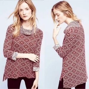 Anthropologie Moth Galena Cowl Neck Sweater Cranberry Alpaca Blend, Size Medium